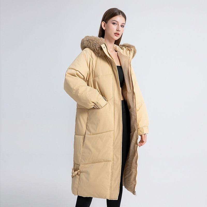 Hooded Zip-Up Long Puffer Coat Product Image