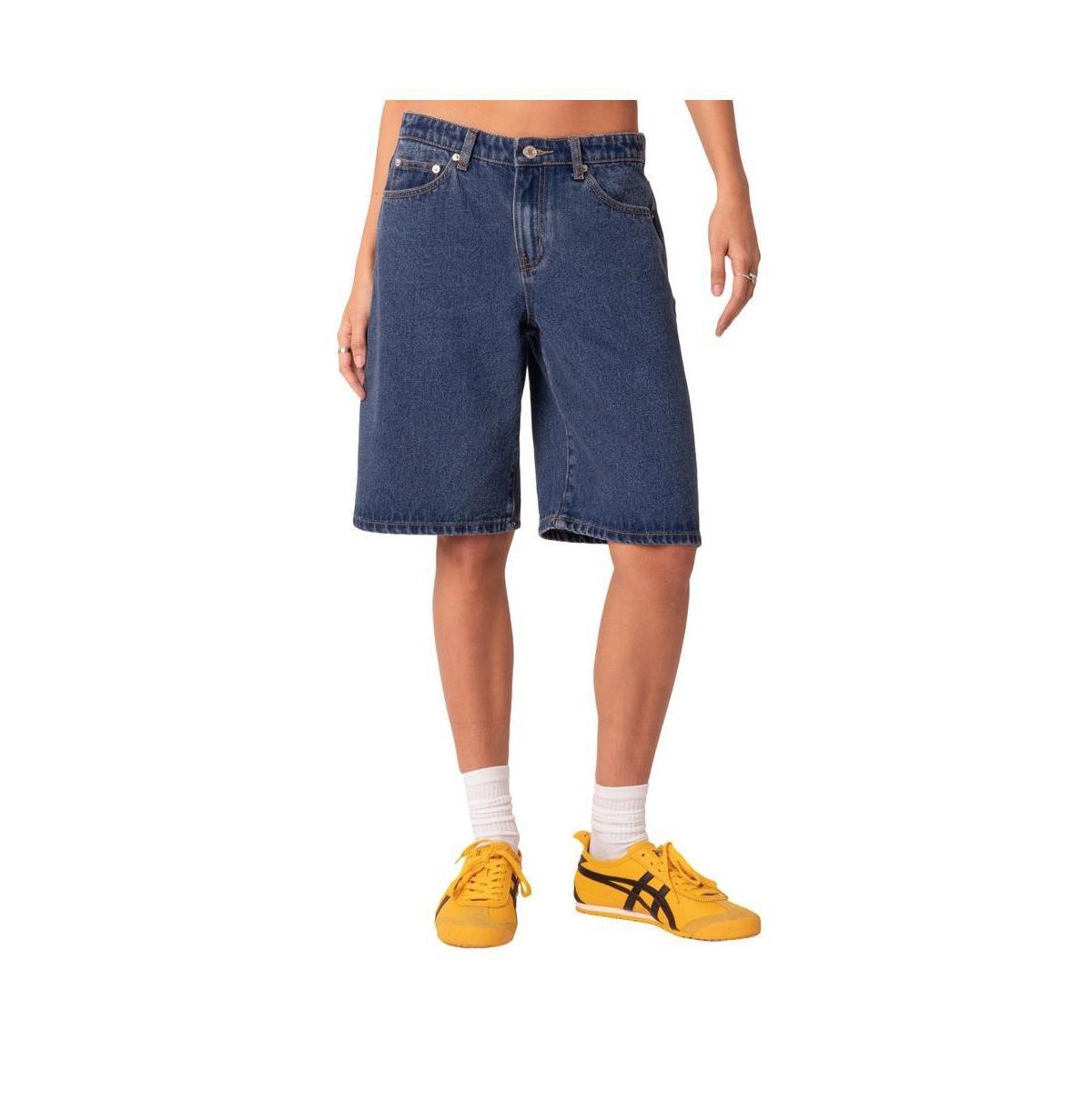 EDIKTED Oversize Low Rise Denim Bermuda Shorts Product Image