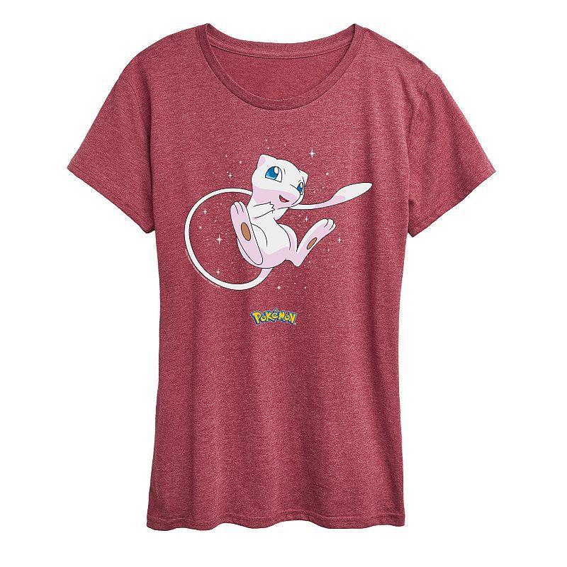 Womens Pokemon Starry Mew Graphic Tee, Girls Grey Wine Product Image