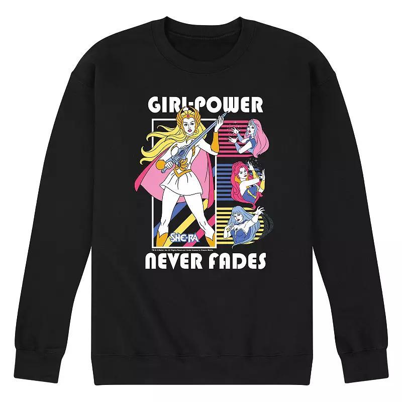 Mens She-Ra Girl Power Never Fades Graphic Fleece Pullover Blue Product Image