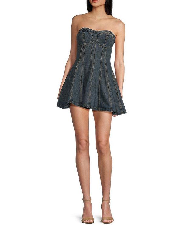 Evolutionary Strapless Sweetheart Denim Corset Dress Product Image