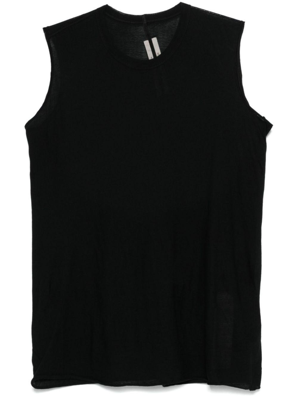 RICK OWENS Basic Sleeveless Cotton T-shirt In Black Product Image