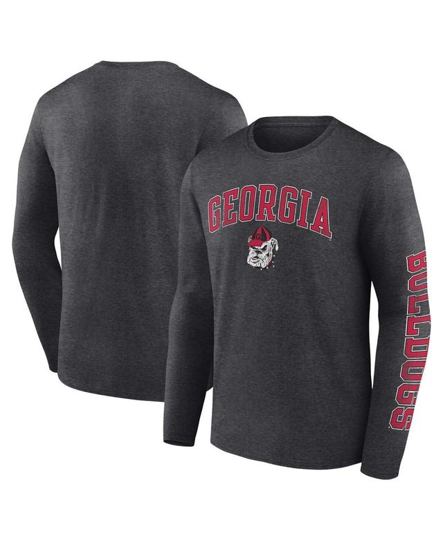 Mens Fanatics Heather Charcoal Georgia Bulldogs Distressed Arch Over Logo Long Sleeve T-shirt Product Image