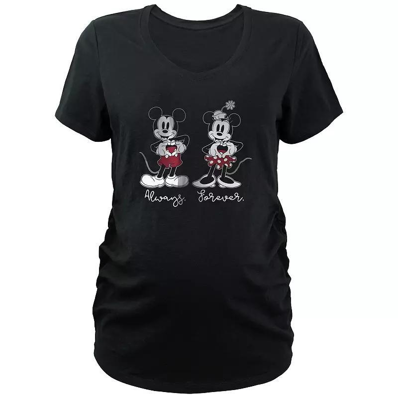 Disneys Mickey Mouse & Minnie Mouse Maternity Always Forever Love V-Neck Graphic Tee, Womens Product Image