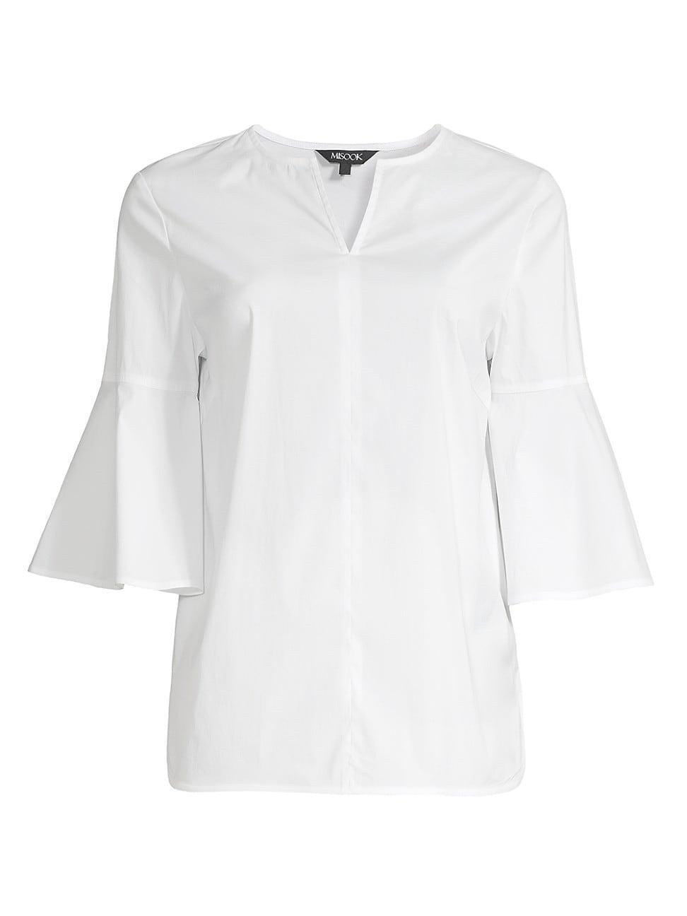 Womens Poplin Flare-Sleeve Blouse product image