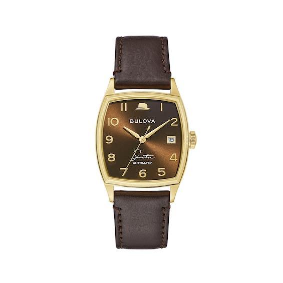 Bulova Mens Frank Sinatra Automatic Brown Leather Strap Watch 33.5x45mm Product Image