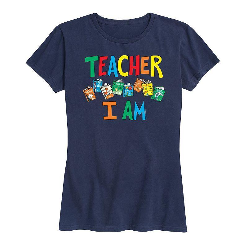 Womens Dr. Seuss Teacher I Am Graphic Tee Blue Product Image