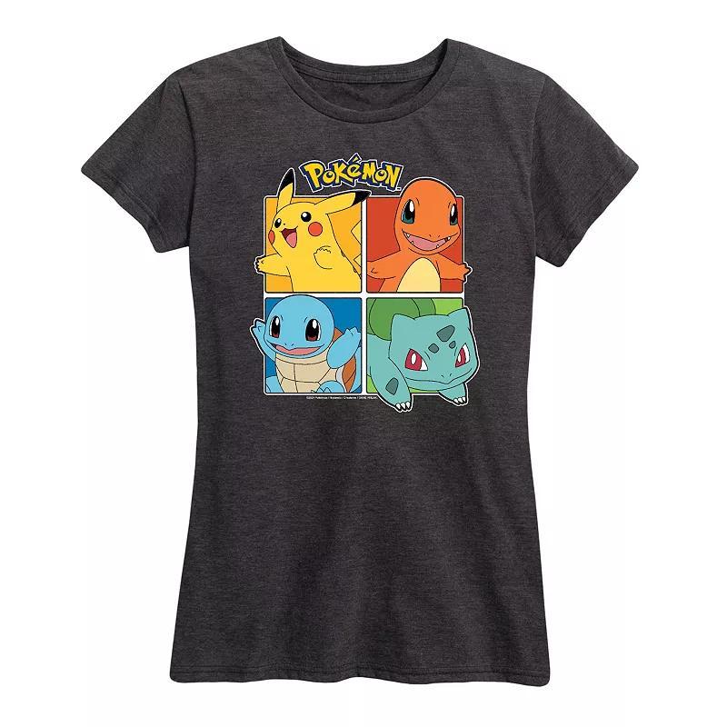 Plus Pokemon Partner Squares Graphic Tee, Womens Heather Grey Product Image