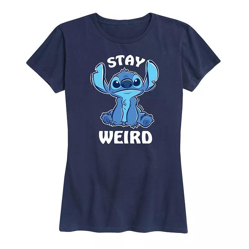 Disneys Lilo & Stitch Womens Stay Weird Graphic Tee Blue Product Image