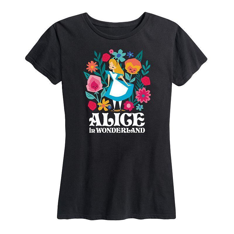 Disneys Alice in Wonderland Womens Flowers Graphic Tee, Girls Product Image