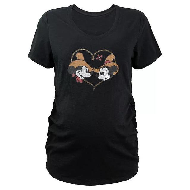 Maternity Mickey Mouse And Minnie Western Sweethearts V-Neck Graphic Tee, Womens Product Image