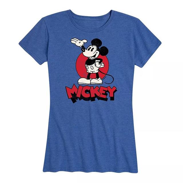 Disneys Mickey Mouse Womens Heritage Graphic Tee Grey Royal Blue Product Image