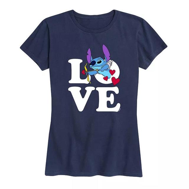 Disneys Lilo & Stitch Womens Love Cupid Graphic Tee Blue Product Image