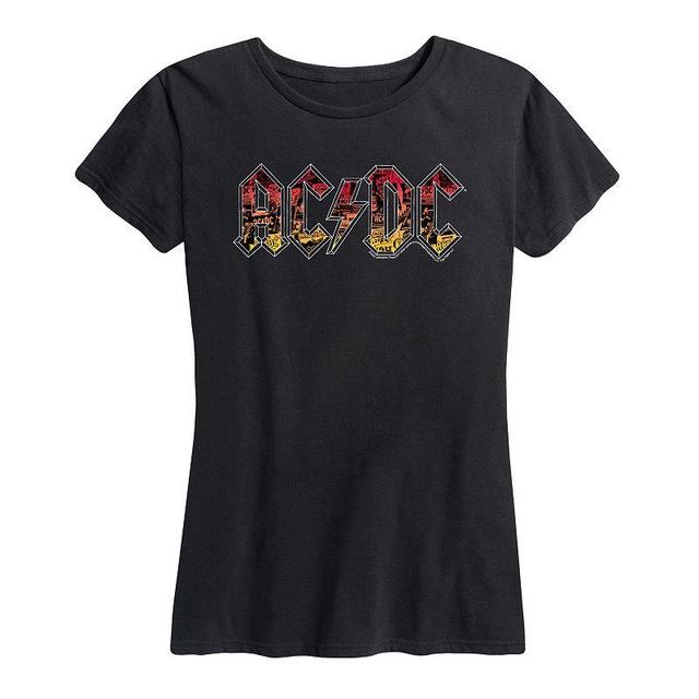 Womens ACDC Poster Texture Graphic Tee Black Product Image