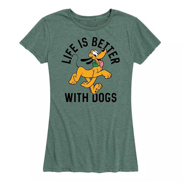 Disneys Pluto Womens Life Is Better With Dogs Graphic Tee Product Image