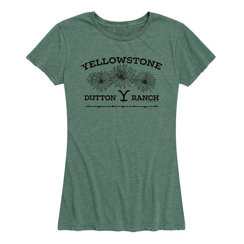 Womens Yellowstone Wildflowers Graphic Tee Grey Green Product Image