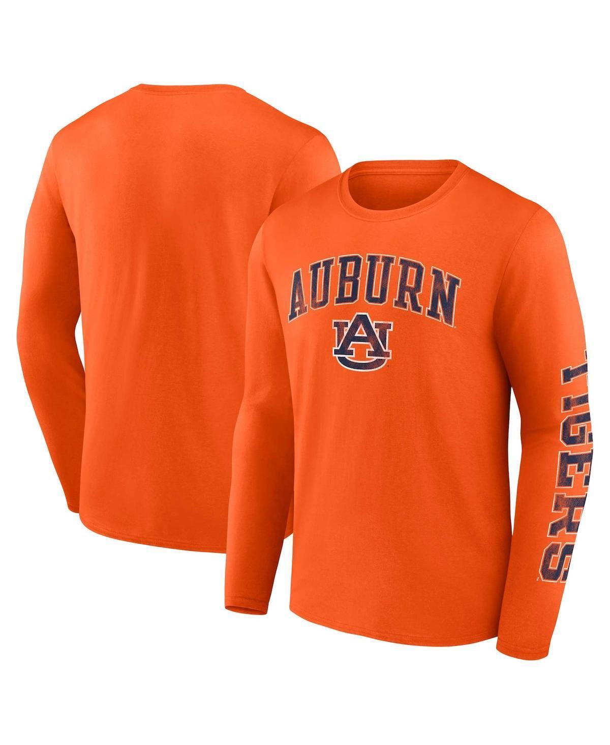 Mens Fanatics Orange Auburn Tigers Distressed Arch Over Logo Long Sleeve T-shirt Product Image