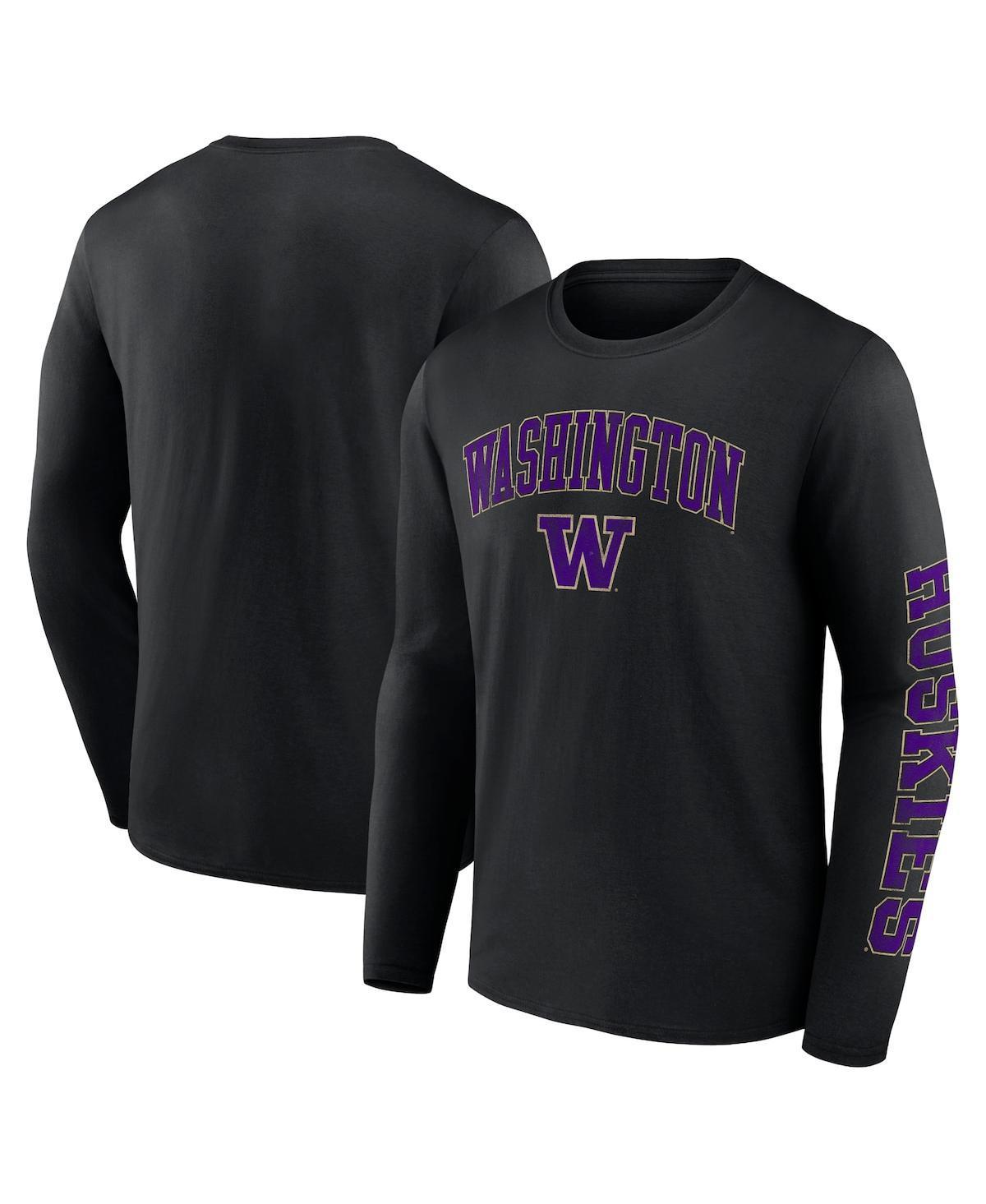 Mens Fanatics Black Washington Huskies Distressed Arch Over Logo Long Sleeve T-shirt Product Image