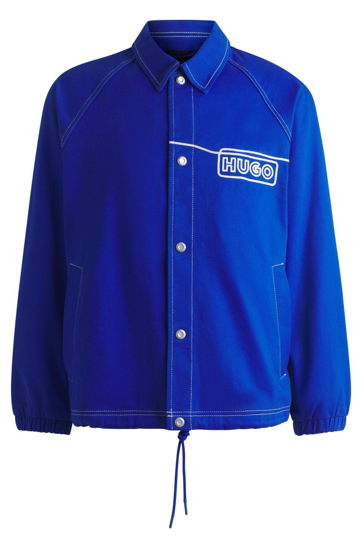 Cotton-twill jacket with chain-stitch logo Product Image