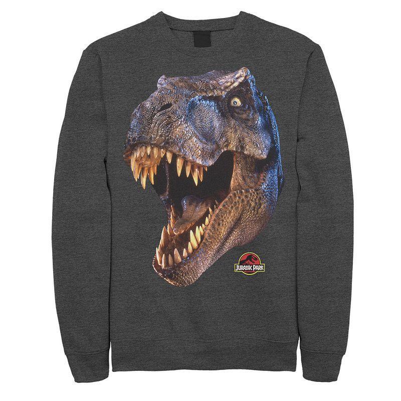 Mens Jurassic Park T-Rex Head Roar Fleece Graphic Pullover Blue Product Image