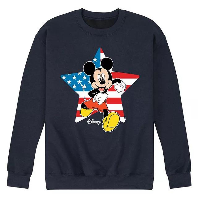 Disneys Mickey Mouse Mens USA Flag Fleece Sweatshirt Blue Product Image