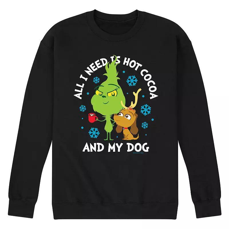 Mens Dr. Seuss The Grinch Hot Cocoa And My Dog Fleece Sweatshirt Blue Product Image