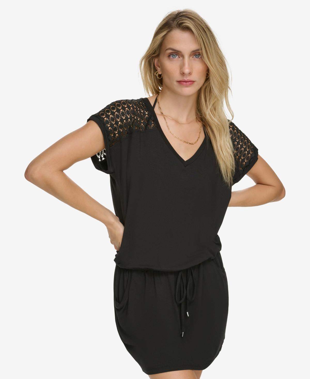 Calvin Klein Crochet-Shoulder Tunic Cover Up Product Image