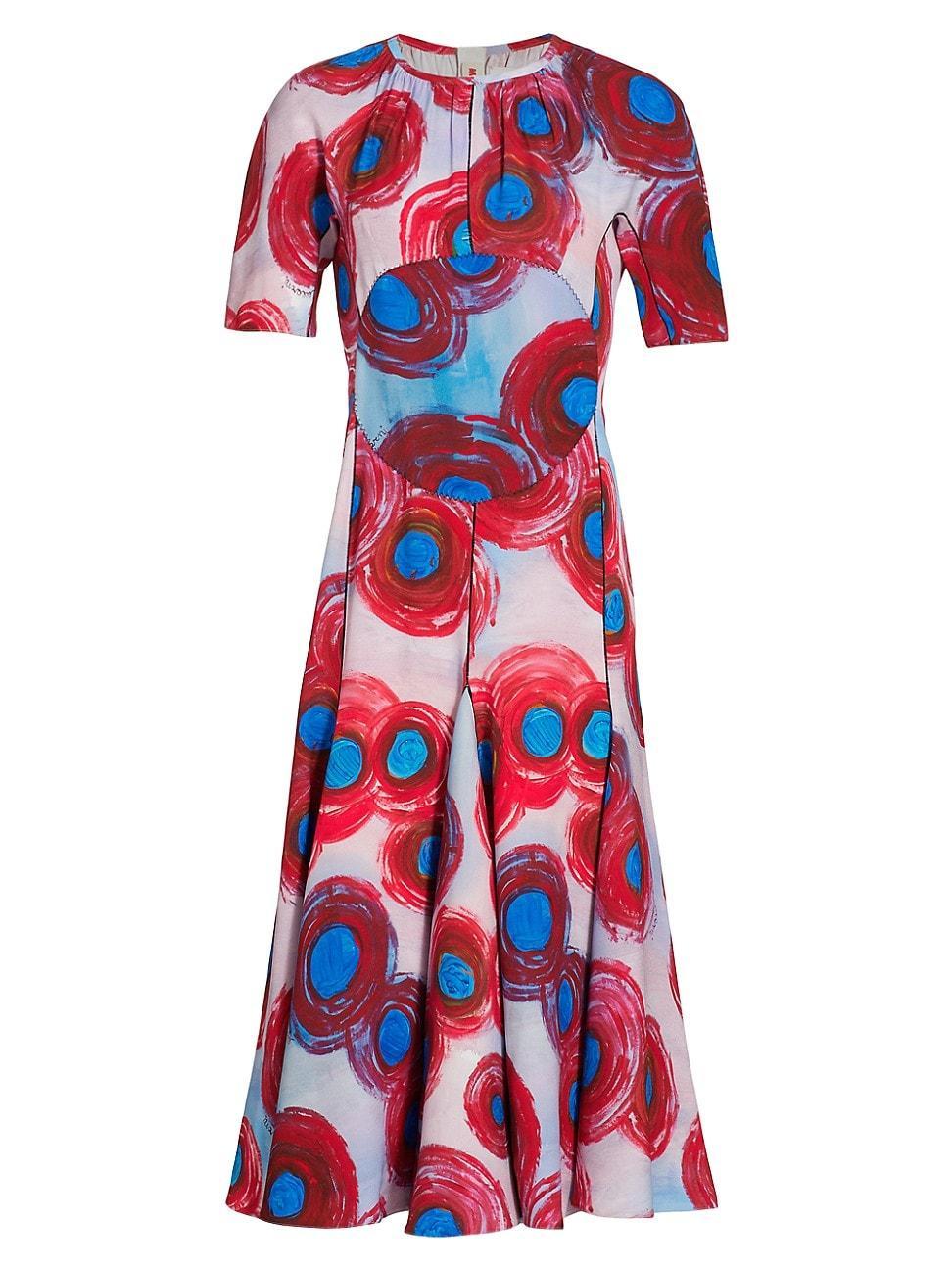 Womens Floral Short-Sleeve Midi-Dress - Lacquer - Size 6 - Lacquer - Size 6 Product Image