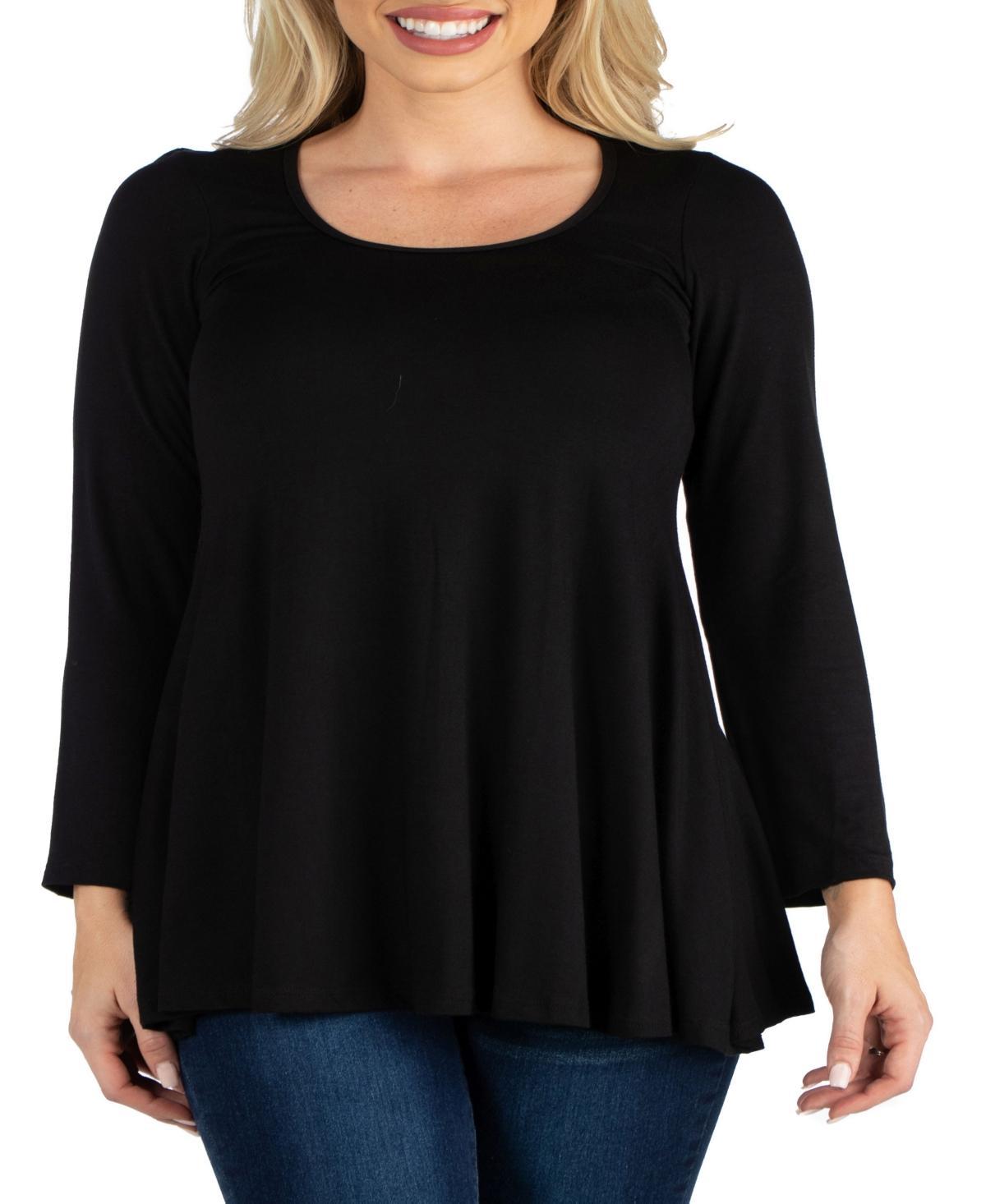 Womens Long Sleeve Swing Style Flared Tunic Top Product Image