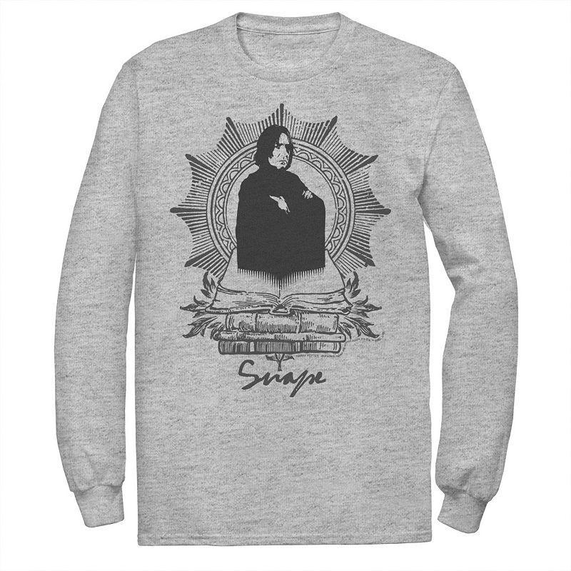 Mens Harry Potter Snape Books Portrait Long Sleeve Graphic Tee Athletic Grey Product Image