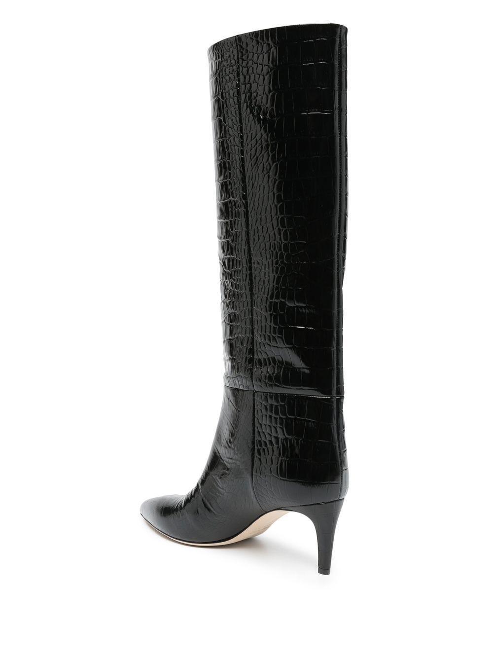 crocodile-embossed leather boots Product Image