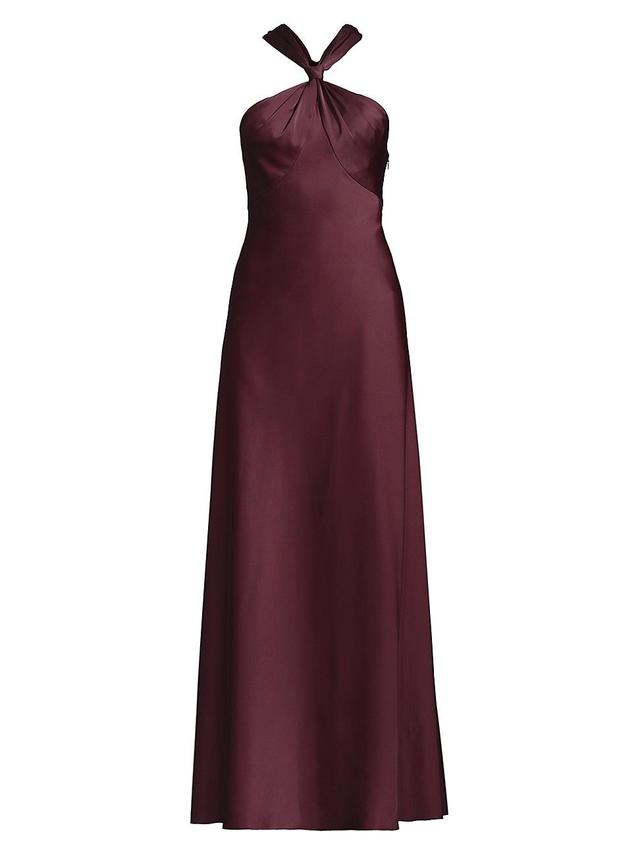 Womens Satin Halterneck Maxi Dress Product Image