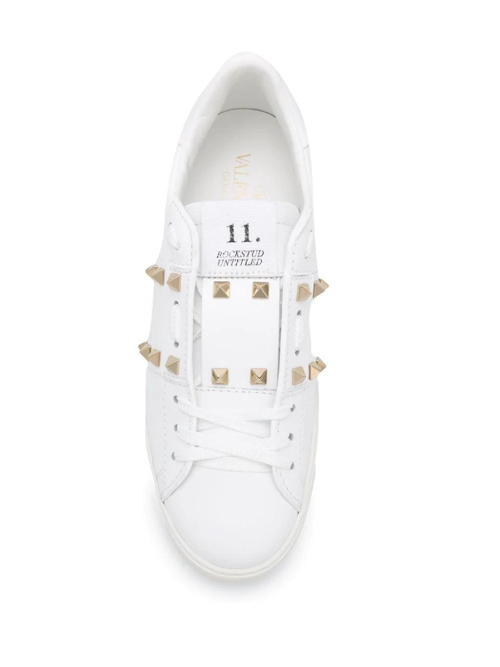 White Rockstud Untitled Open Sneakers In White 1 Product Image