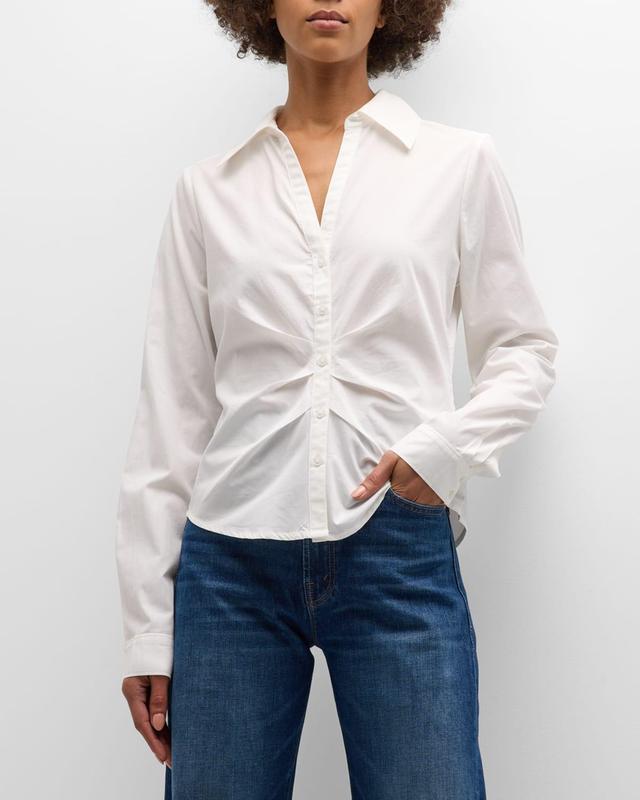 PAIGE Alera Pleated Cotton Button-Up Shirt Product Image