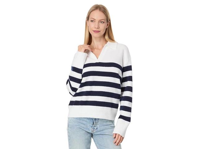 Michael Stars Finley Johnny Collar Stripe (Chalk/Nocturnal Stripe) Women's Sweater Product Image