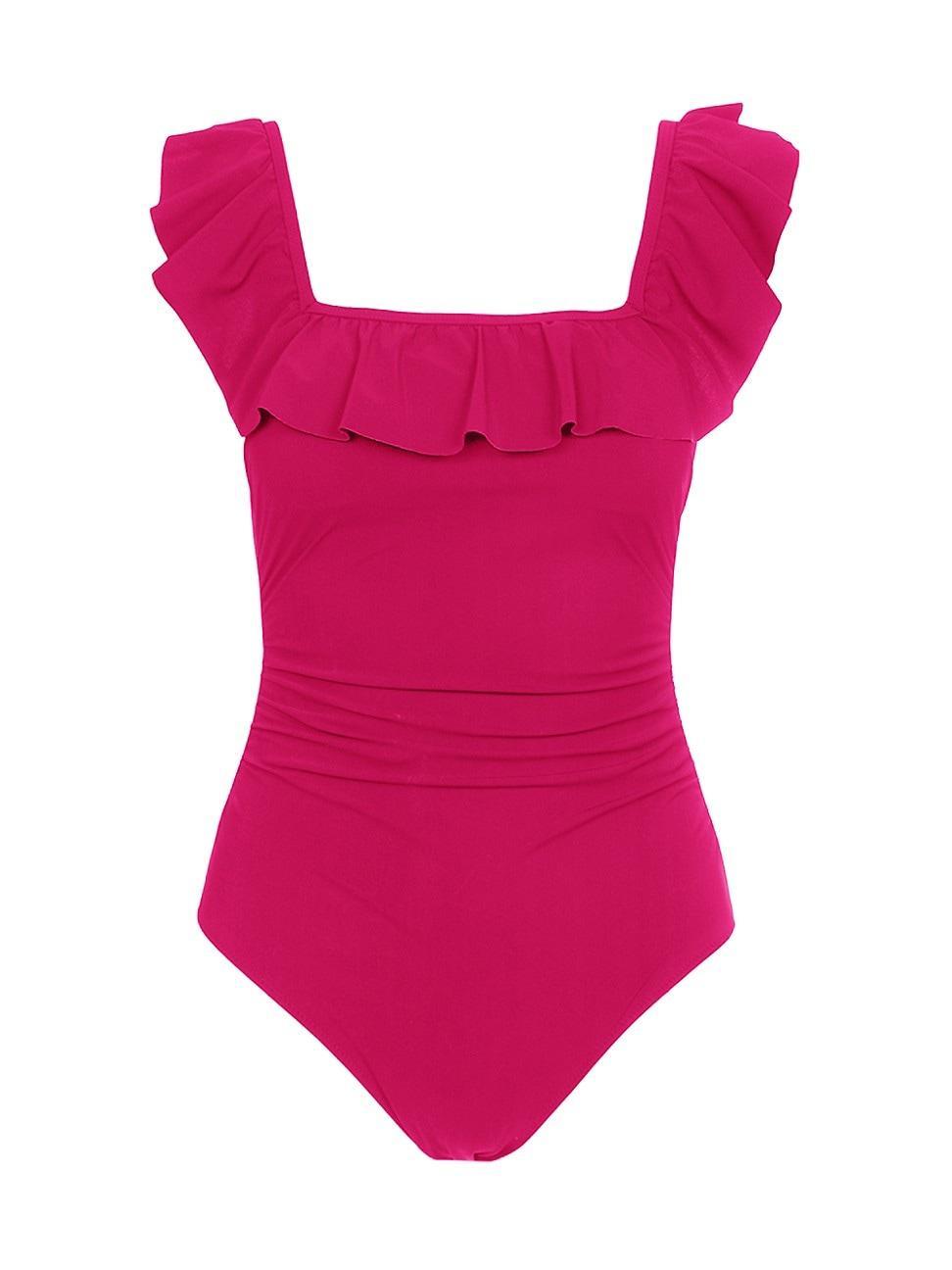 Profile by Gottex Tutti Frutti Square Neck Ruffle One Piece Swimsuit Product Image