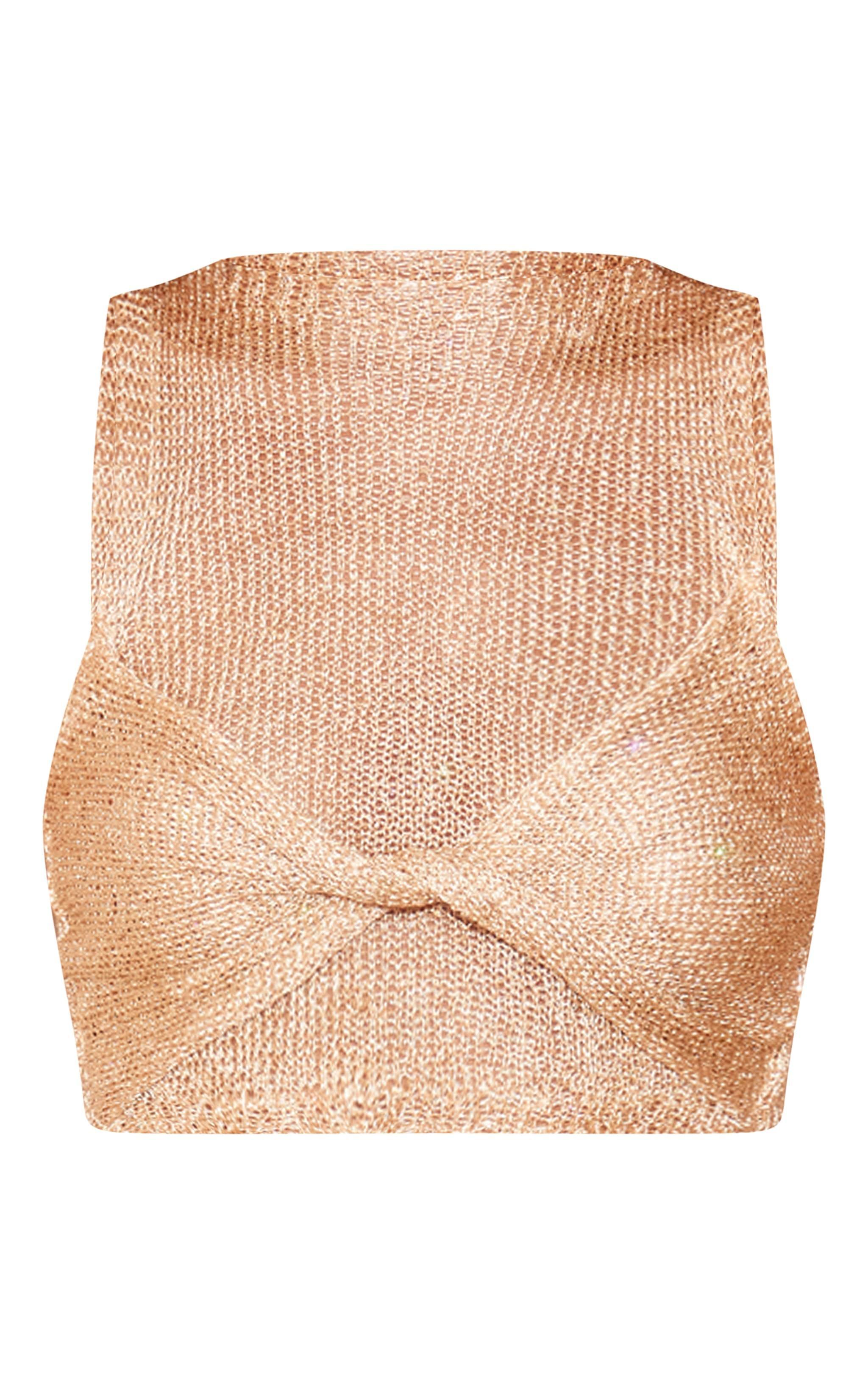 Gold Sequin Knit Double Layer Top Product Image