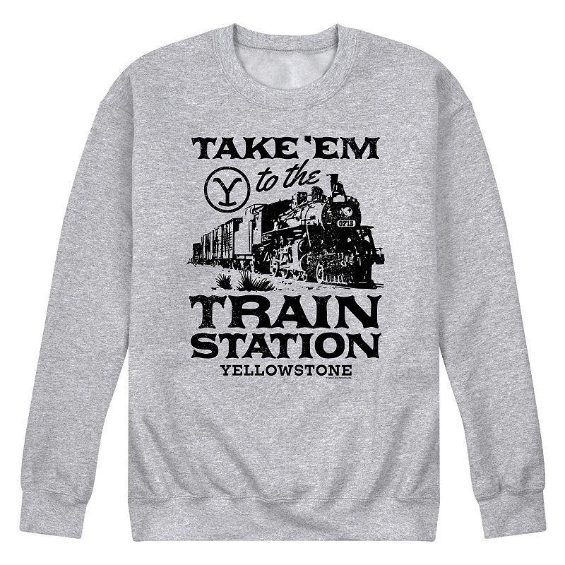 Mens Yellowstone Train Station Fleece Sweatshirt Purple Product Image