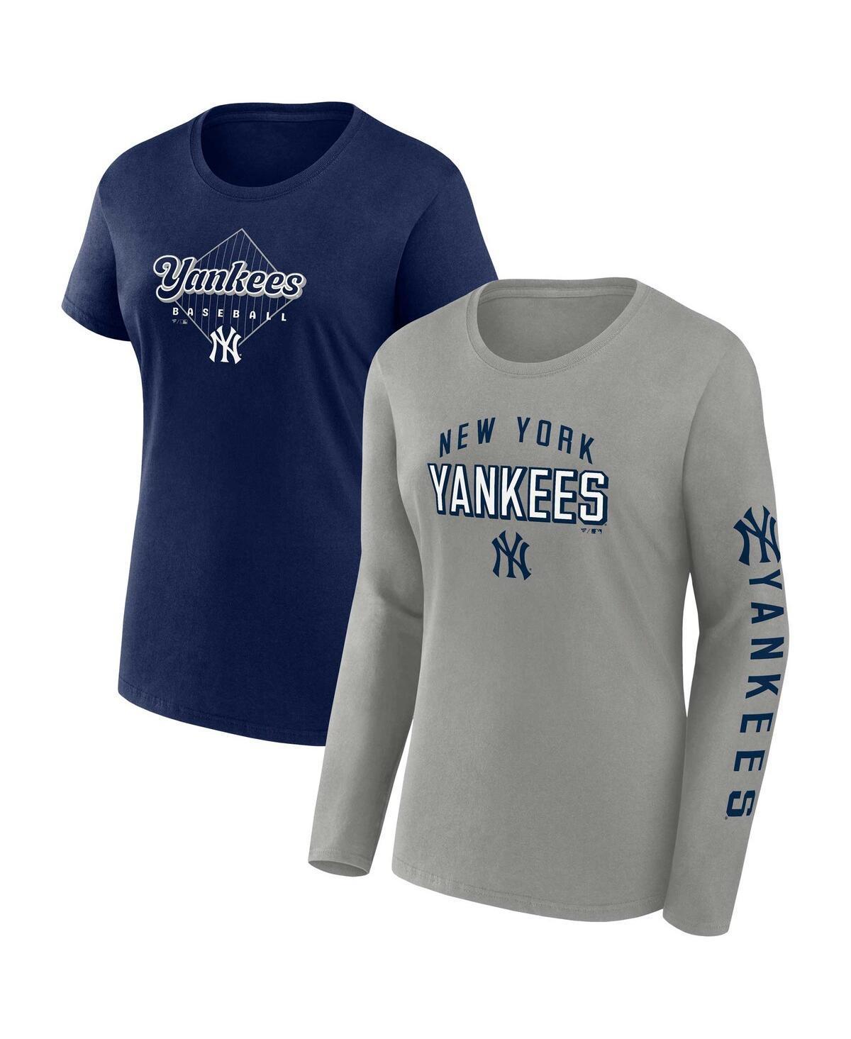 Womens Fanatics Gray New York Yankees T-shirt Combo Pack - Gray Product Image