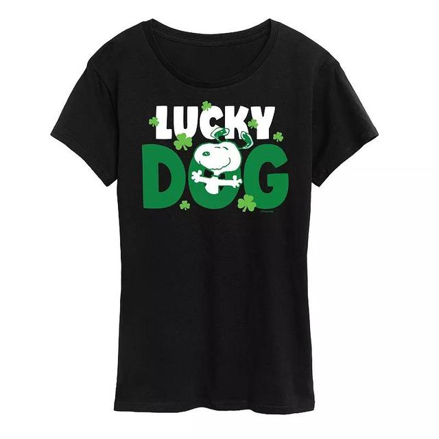 Womens Peanuts Snoopy Lucky Dog Graphic Tee Product Image