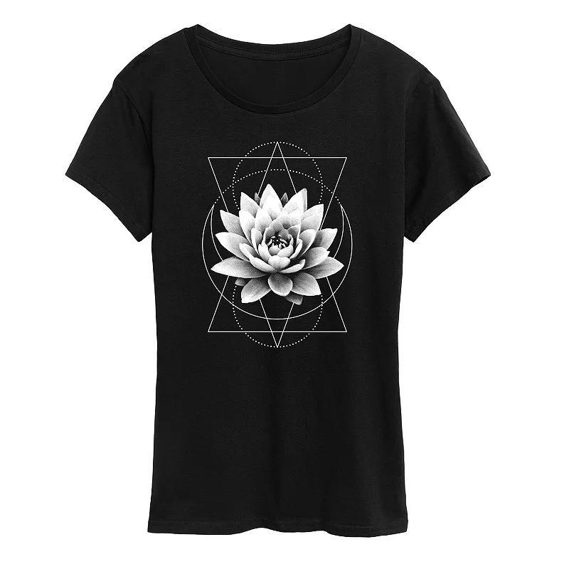 Womens Lotus Flower Moon Graphic Tee Product Image