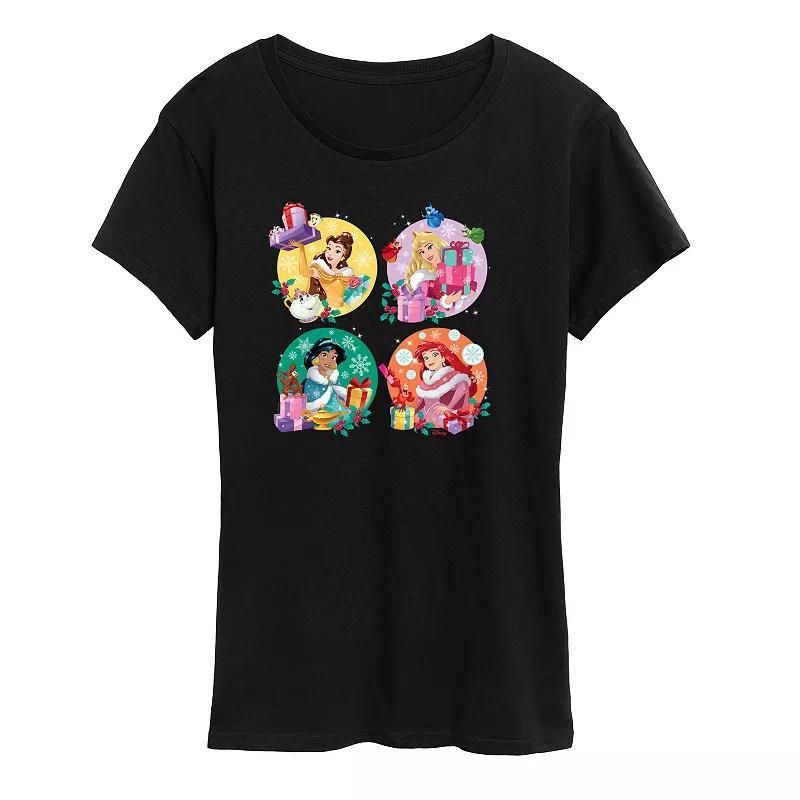 Disney Princess Belle, Aurora, Jasmine And Anna Womens Holiday Graphic Tee, Girls Product Image