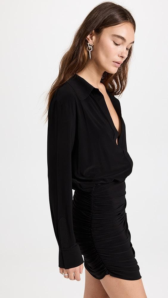 Norma Kamali Boyfriend Shirt Shirred Skirt Dress | Shopbop Product Image