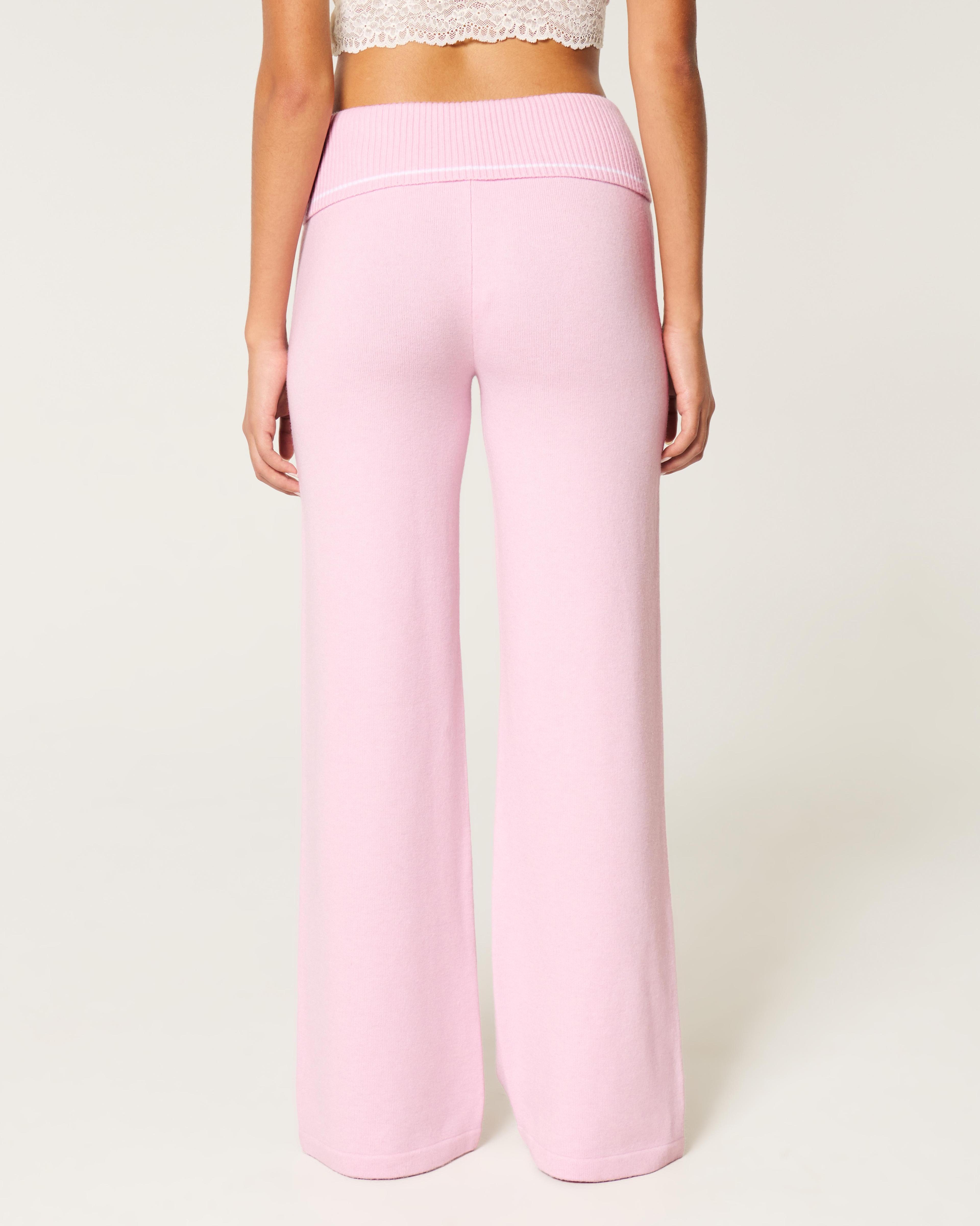 Gilly Hicks Sweater-Knit Foldover Waist Straight Pants Product Image