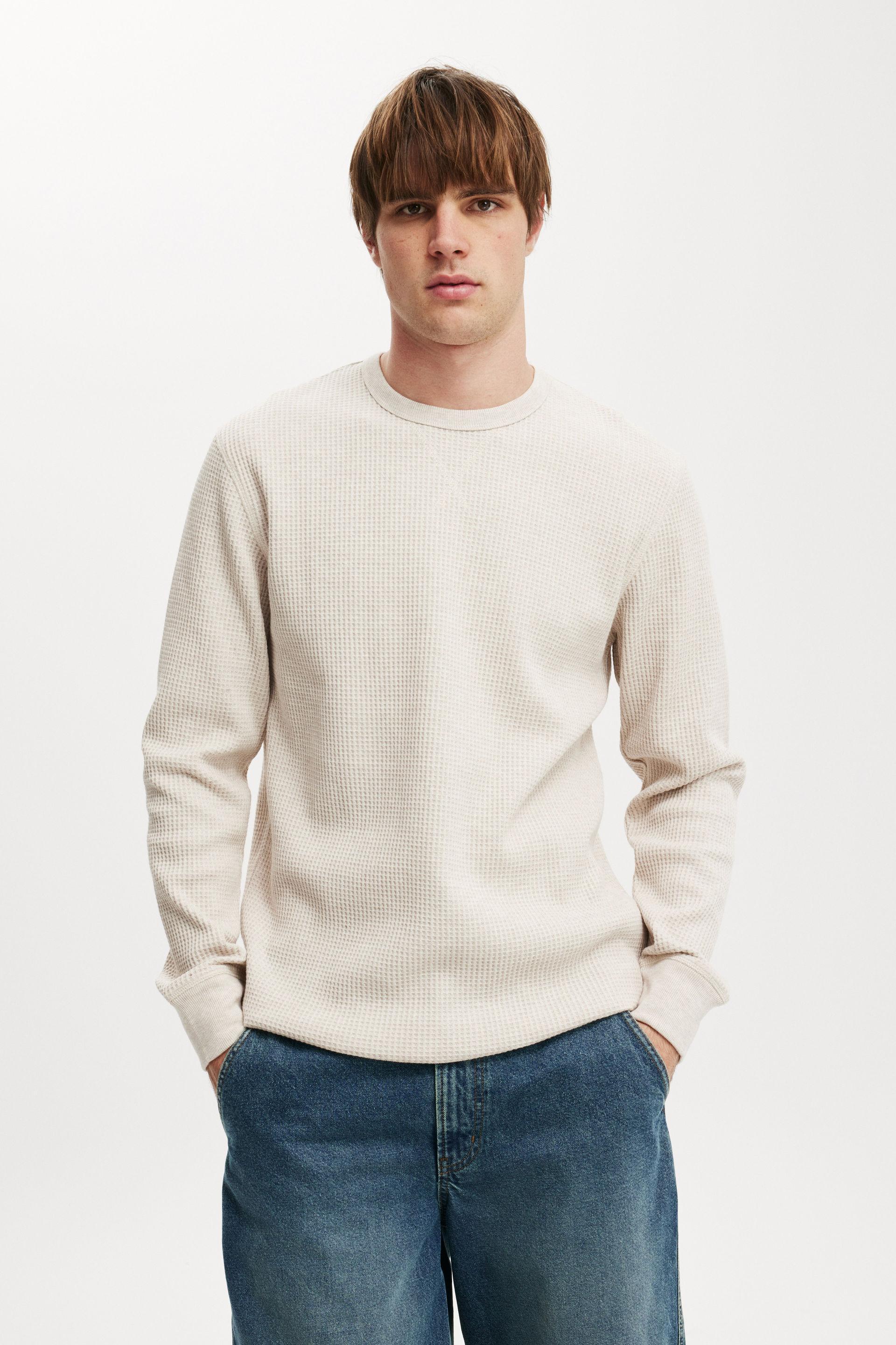 Cotton On Men - Chunky Waffle Long Sleeve Tshirt - Oatmeal marle product image