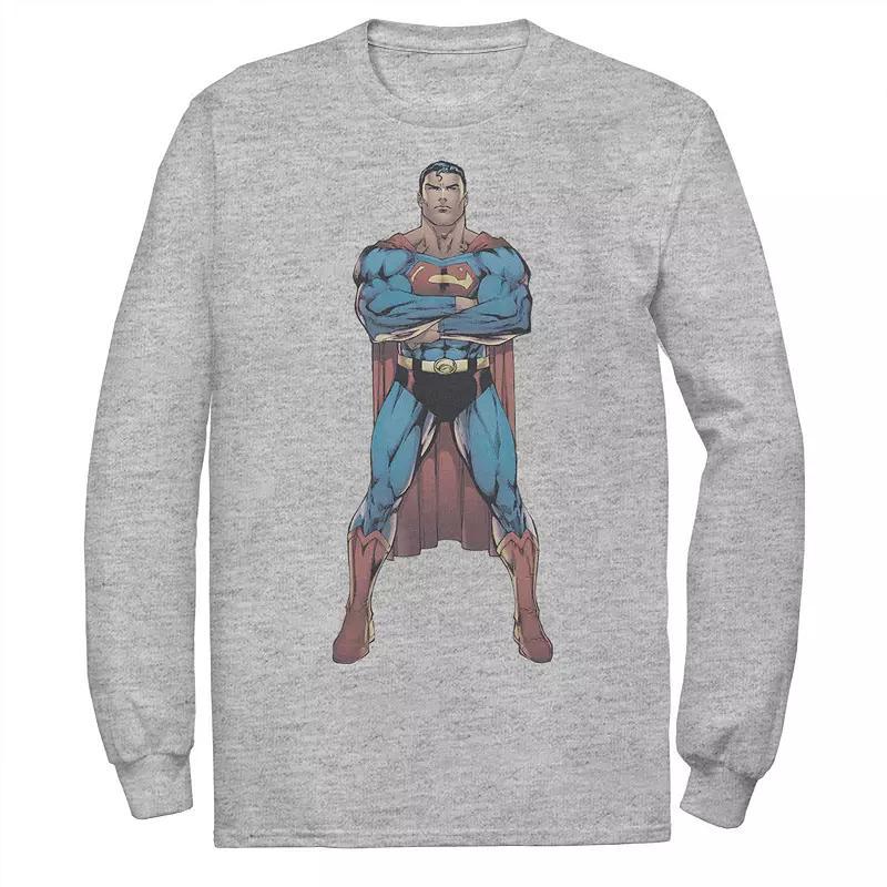 Mens DC Comics Superman Power Stance Comic Poster Sweatshirt Athletic Grey Product Image