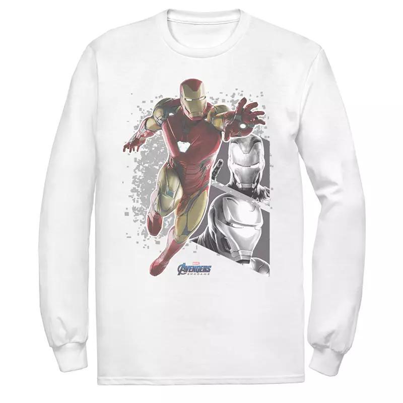 Marvel Mens Avengers Endgame Iron Man Jump Action Pose Panels, Long Sleeve T-shirt Product Image