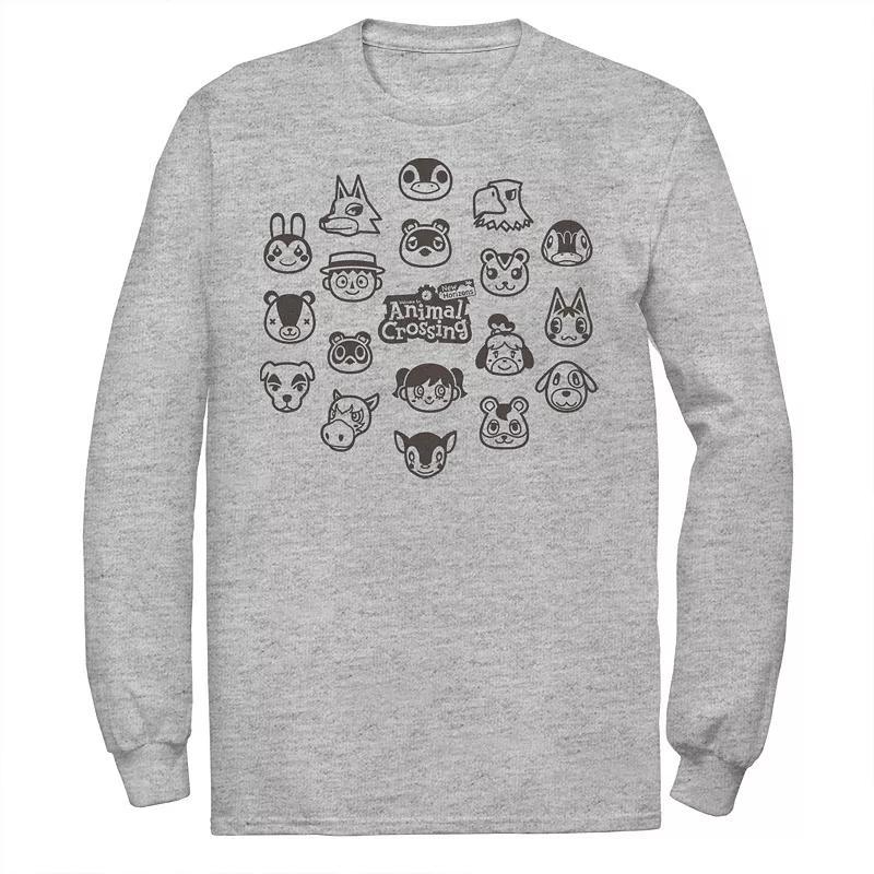 Big & Tall Animal Crossing Characters Heads Group Long Sleeve, Mens Athletic Grey Product Image