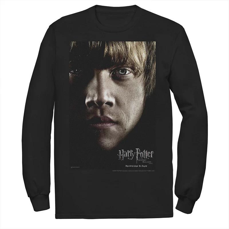 Mens Harry Potter Deathly Hallows Ron Character Poster Long Sleeve Graphic Tee Product Image