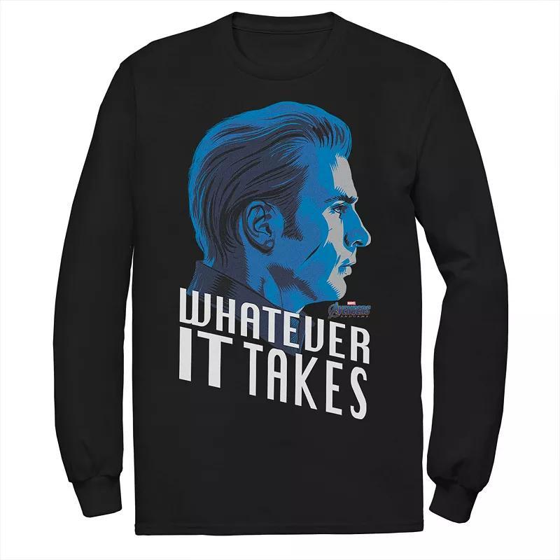 Marvel Mens Avengers Endgame Captain America Side View Whatever It Takes, Long Sleeve T-shirt Product Image